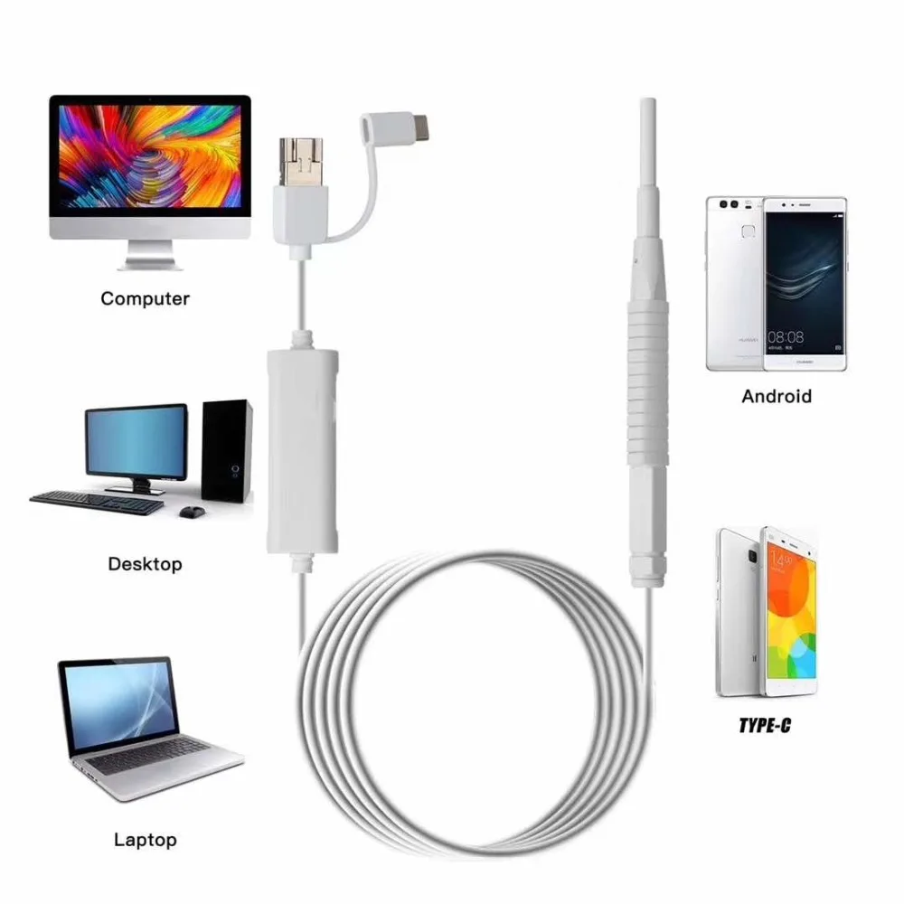 Эндоскоп для чистки ушей 3 в 1 9 мм/5 5 мм USB/Wi Fi|Камеры видеонаблюдения| |