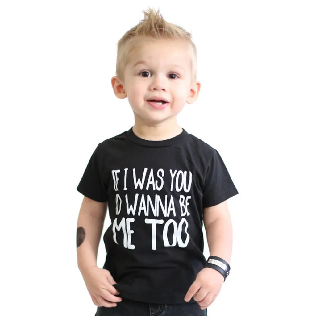 

ZHDAOR Letter Printed Newborn Baby Kids Boy Girl Letter Cartoon Shirt Sleeve Tee Tops Clothes O-Neck Tops Summer Hot W#5