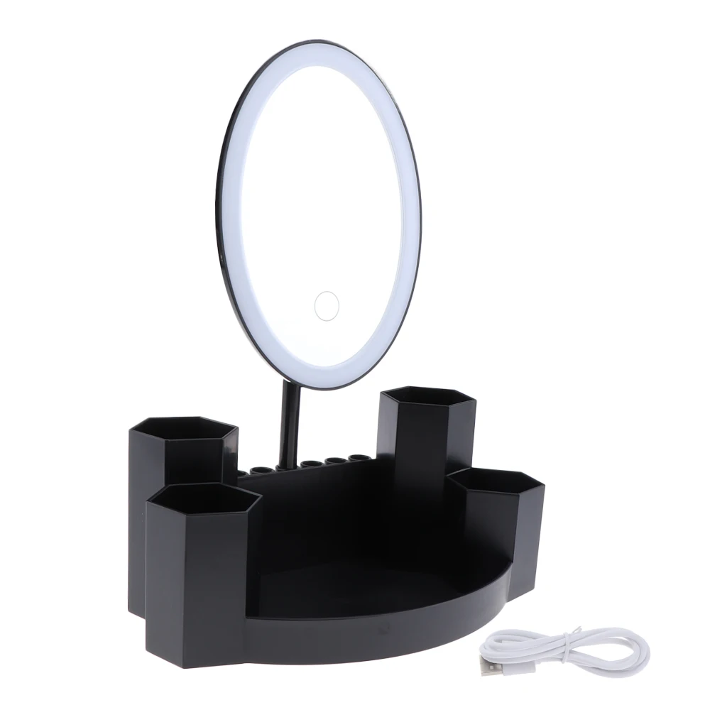 MagiDeal Adjustable Angle Premium Makeup Mirror With LED Lights Cosmetic Mirror Make Up Organizer Stand
