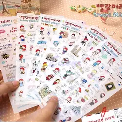6 листов Симпатичные Анны туристические наклейки украшение для дневника Scrapbook корейской фото