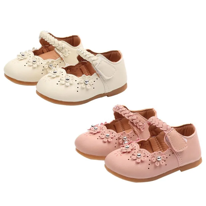 

Princess Girls Shoes Spring Autumn Baby Soft Slip Petals Small Leather Shoes Non-slip Cute Casual Style 0-4Y Baby Artificial PU