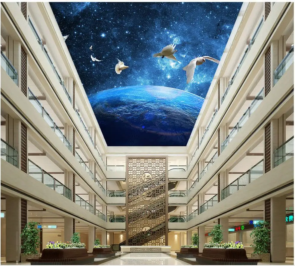 

3d customized wallpaper Home Decoration 3D Sky Pigeon Ceiling Fresco 3d ceiling murals wallpaper