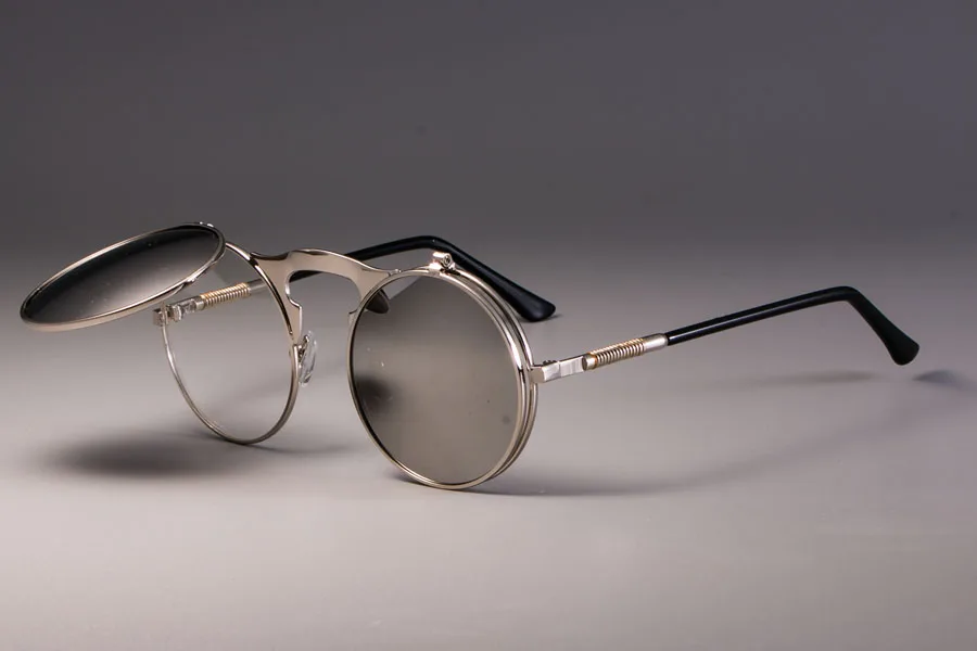 CCSPACE стимпанк металлические круглые солнцезащитные очки для мужчин и женщин Ретро Круглые Солнцезащитные очки Брендовые дизайнерские модные очки с защитой от ультрафиолета