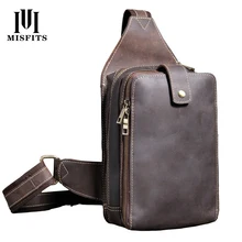 Высокое качество, натуральная кожа, нагрудная сумка, сумки через плечо для мужчин, винтажная воловья кожа, Crazy Horse, сумка на одно плечо, большая емкость