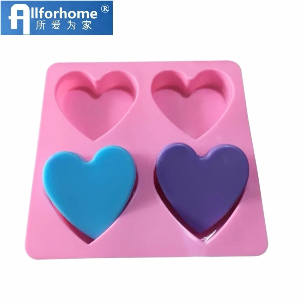

4 Hole Heart Shape 3D Silicone Soap Making Mould Cake Baking Pan Cake Mold Muffin Cups Ice Cream Chocolate DIY Mold Wholesale