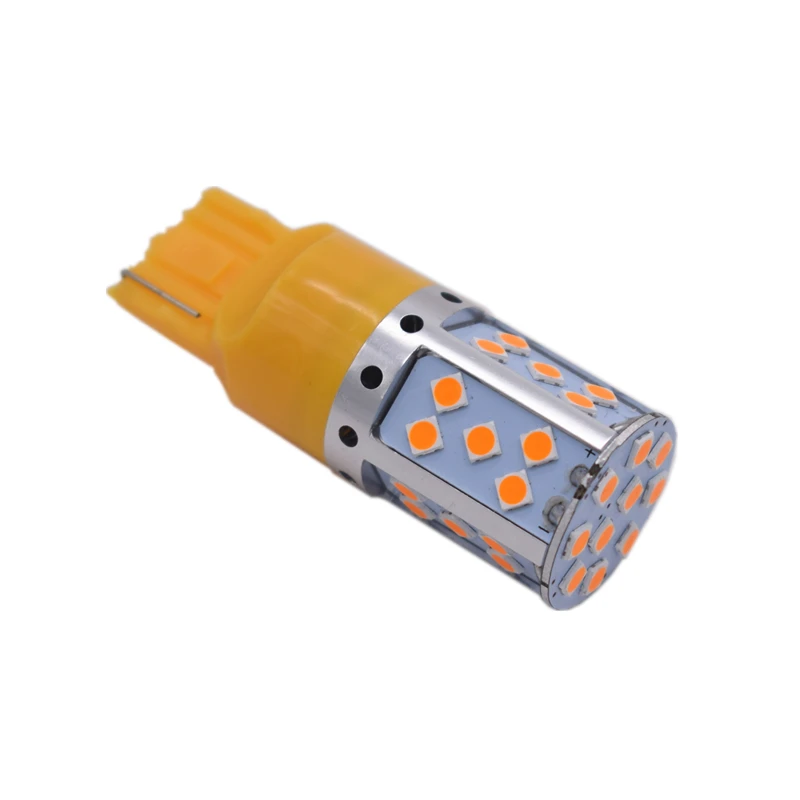 Leites 2pcs T20 7440 W21W 3030 35SMD Canbus LED Bulb Lamp Brake Light Tail Rear Lights Turning Signal 12V 24V Amber Yellow (7)