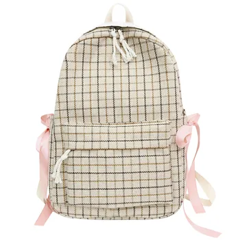 

Backpack Women Men Canvas Large Capacity Plaid BackpackS Travel Bags Single Shoulder Schoolbag 2020 New Mochilas Mujer #Zer