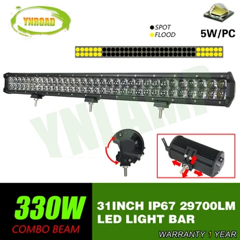 

YNROAD 330w 31inch Led Light Bar 66x5W work light Driving Offroad Light Spot/flood/combo 4D optical lens 29700lm