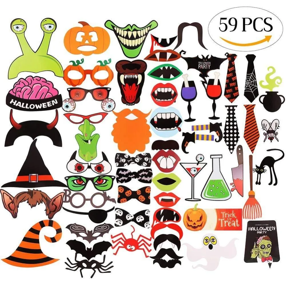 

59pcs Halloween Wedding Decoration Photo Booth Props DIY Mr Mrs Photobooth Props Photo Accessories Wedding Event Party Supplies