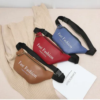 

Fashion women waterproof waist bag PU leather trend fanny pack zipper chest bag heuptas belt bag