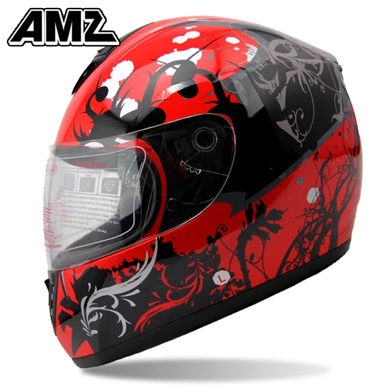 AMZ Red summer electric scooter White Harley motorcycle helmet for match racing retro running