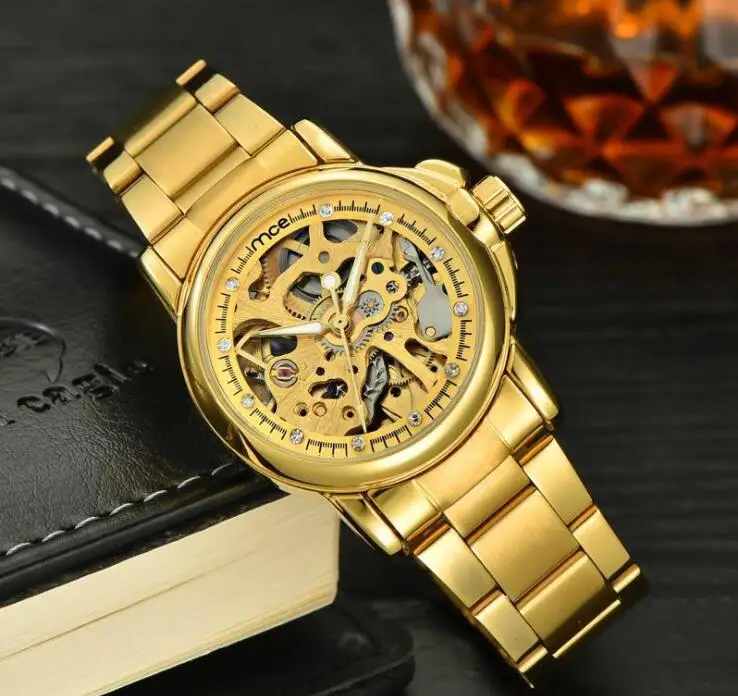 

Brand Fashion with drilled hollow Women Watches Luxury Steel Clock automatic winding Bracelet Ladies Wrist Watches Female Relog