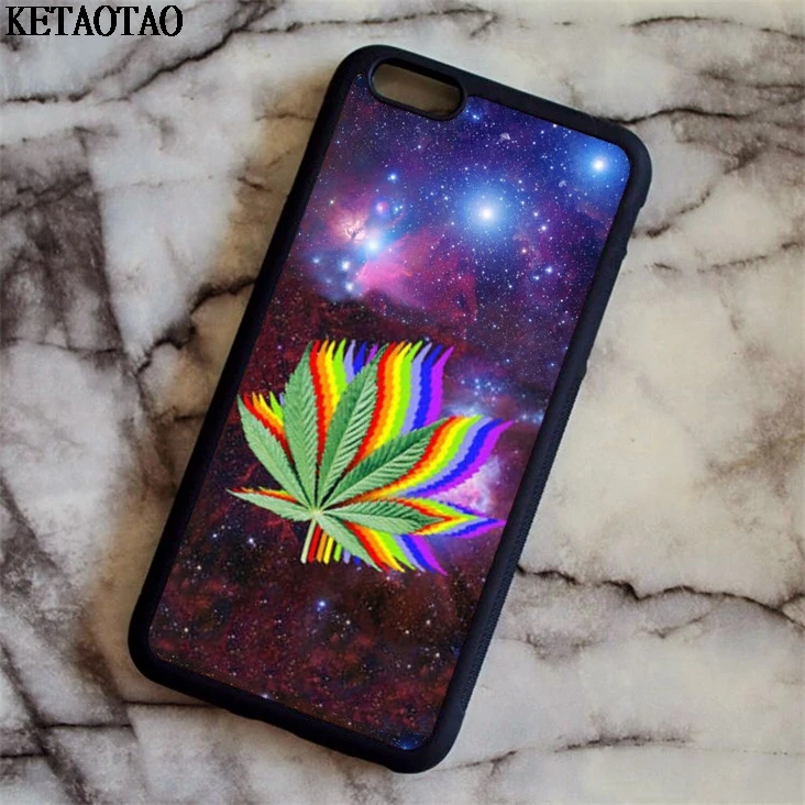 KETAOTAO Leaf in Space Rainbow Trippy Weed Design Phone Cases for iPhone 5S 6 6S 7 8 X for