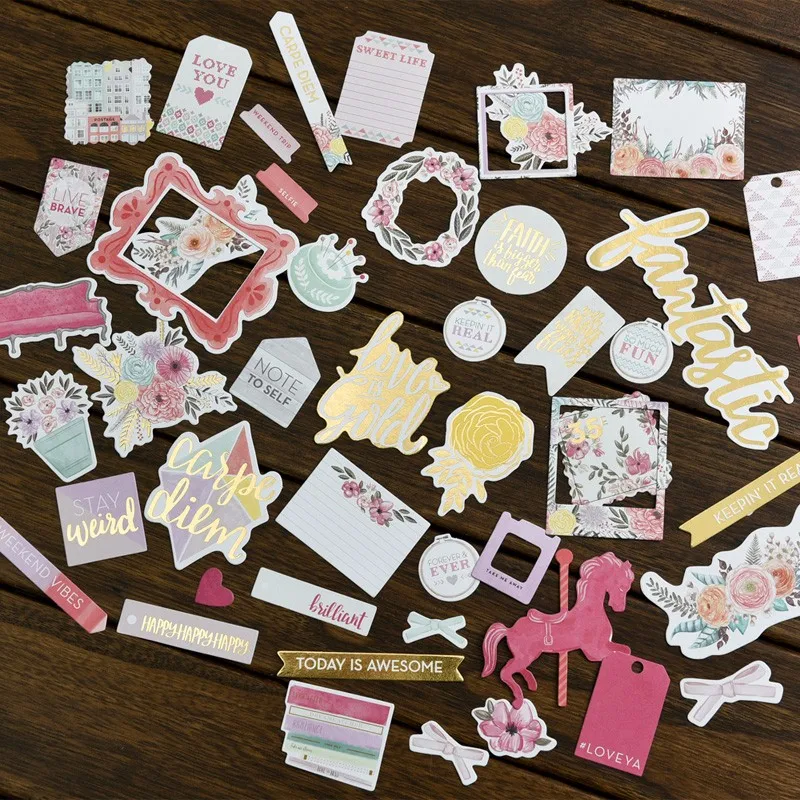 

40pcs Colorful Cardstock Die Cuts for Scrapbooking Happy Planner/Card Making/Journaling Project