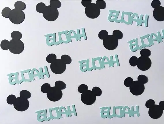 

Custom name mouse baby shower birthday Confettis Gender Reveal Table decor scrapbook scatters party decoartions