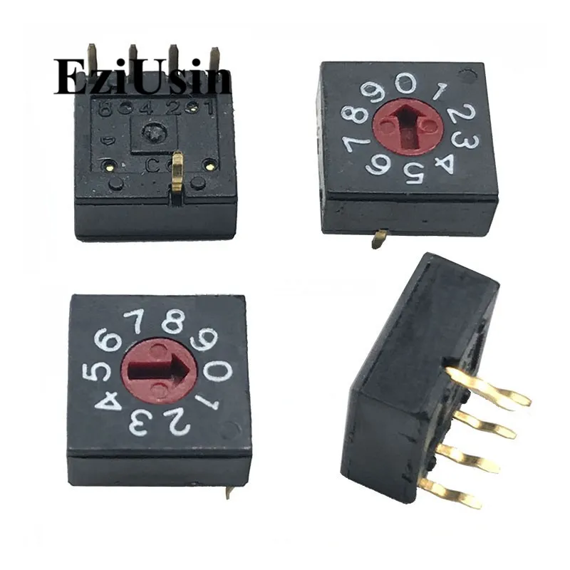 

0-9 10 Rotary Coding Knob Switch DIP 5pins 8421C 0mm Shank 4:1 PCB Switching 5p Black Anti-logic