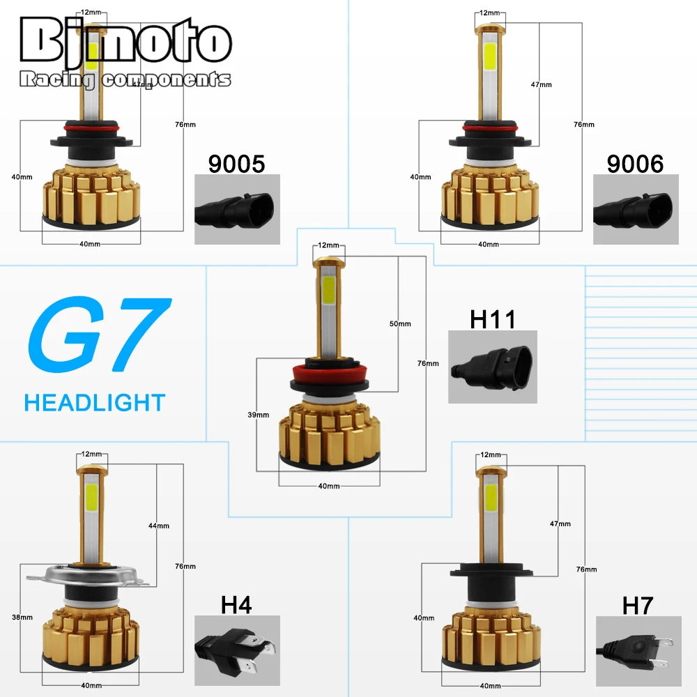 1 пара автомобильных фар H7 H4 LED H8 H9 H11 HB3 9005 HB4 9006 H10 HB2 9003 Автомобильные фары