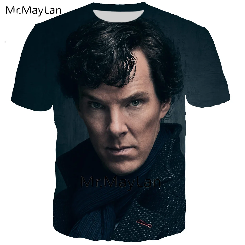 3D Print Character Sherlock Tee Shirt Men Hip Hop Streetwear Black Tshirt 2019 Boy Summer Juvenil Modis Clothes Polera Deportiva