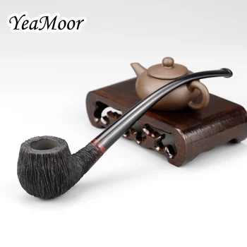 

New 17cm Long Briar Pipe 3mm Filter Carven Smoking Pipe 100 cleaners free Briar Wood Pipe Random Carved Tobacco Pipe Set