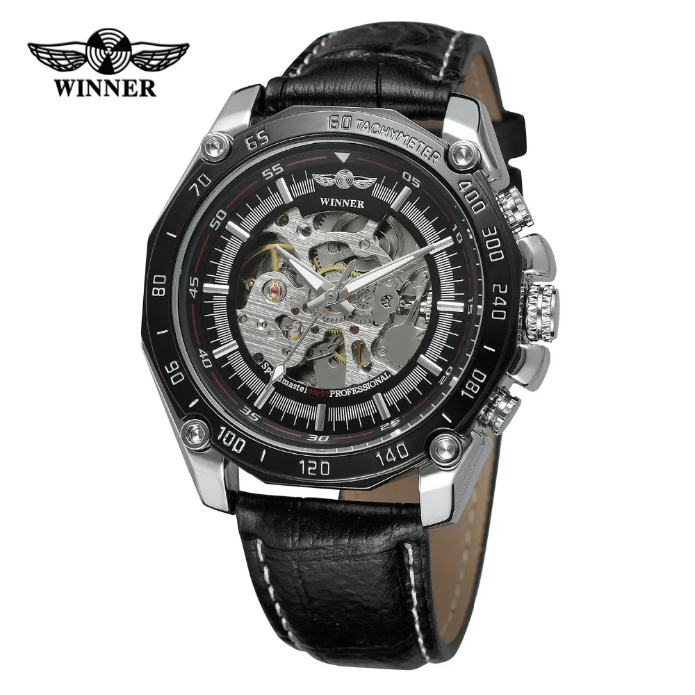 T winner High End Luxury Watch Men Skeleton Automatic Self Wind Genuine