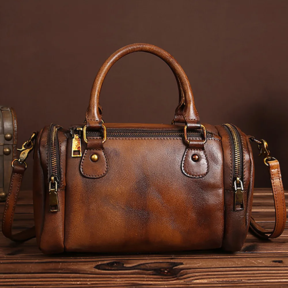 

Women Genuine Leather Messenger Bag Vintage Tote Handbag For Ladies High Quality Real Cowhide Shoulder Crossbody Travel Bags