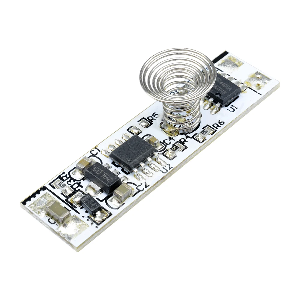 

DC 12V Capacitive Touch Sensor Switch Coil Spring Switch LED Dimmer Control Switch 9-24V 30W 3A for Smart Home LED Light Strip