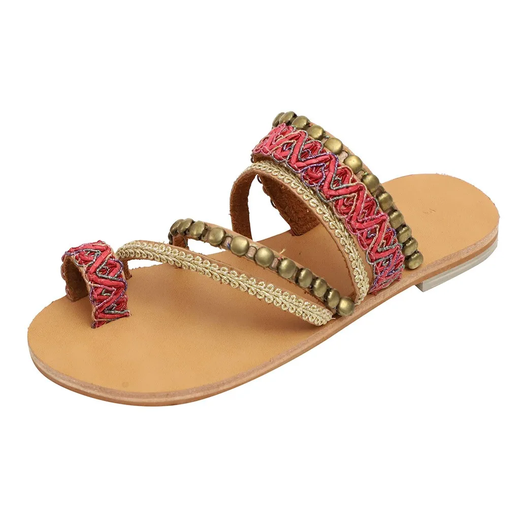 

SAGACE Summer Sandals 2019 Plus Size Female Bohemian Ethnic Style Shoe Female Flat Open Toe Flip Flops Beach Slipper Mar13