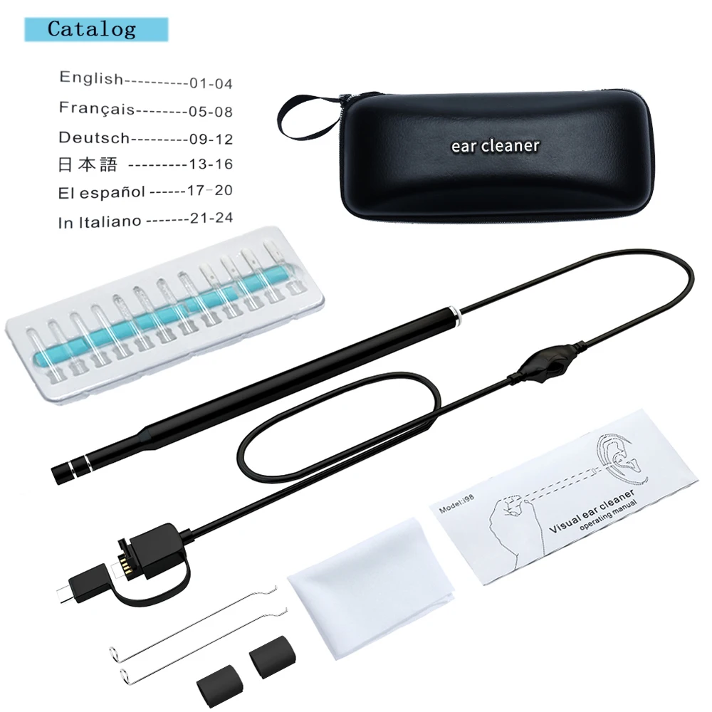 Chanseon Ear Cleaning Endoscope 3 in1 USB HD Visual Ear Spoon 5.5mm Mini Endoscope Camera Android PC Ear pick Otoscope Borescope
