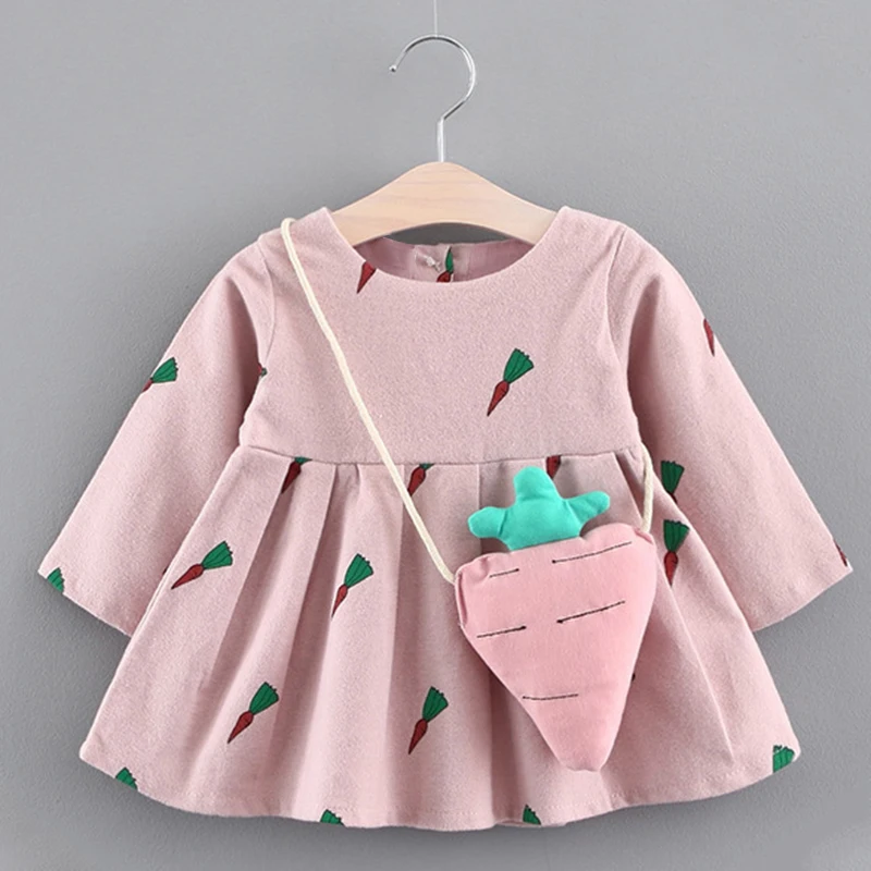 

Girls Dress 2019 New Autumn Kids Clothes Long Sleeve Cartoon Strawberry Pattern Children Clothing Baby Girls Cotton Dresses