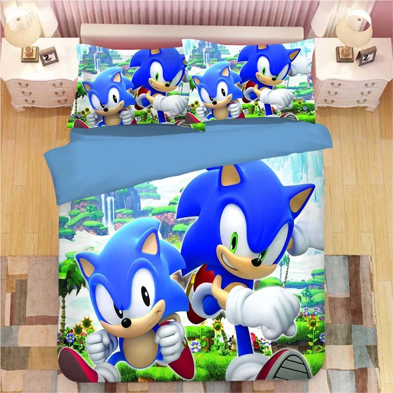 Sonic The Hedgehog Bedding Set Super Mario Bros Duvet Covers Pillowcases Twin Full Queen King Comforter Bedding Sets Bed Linen