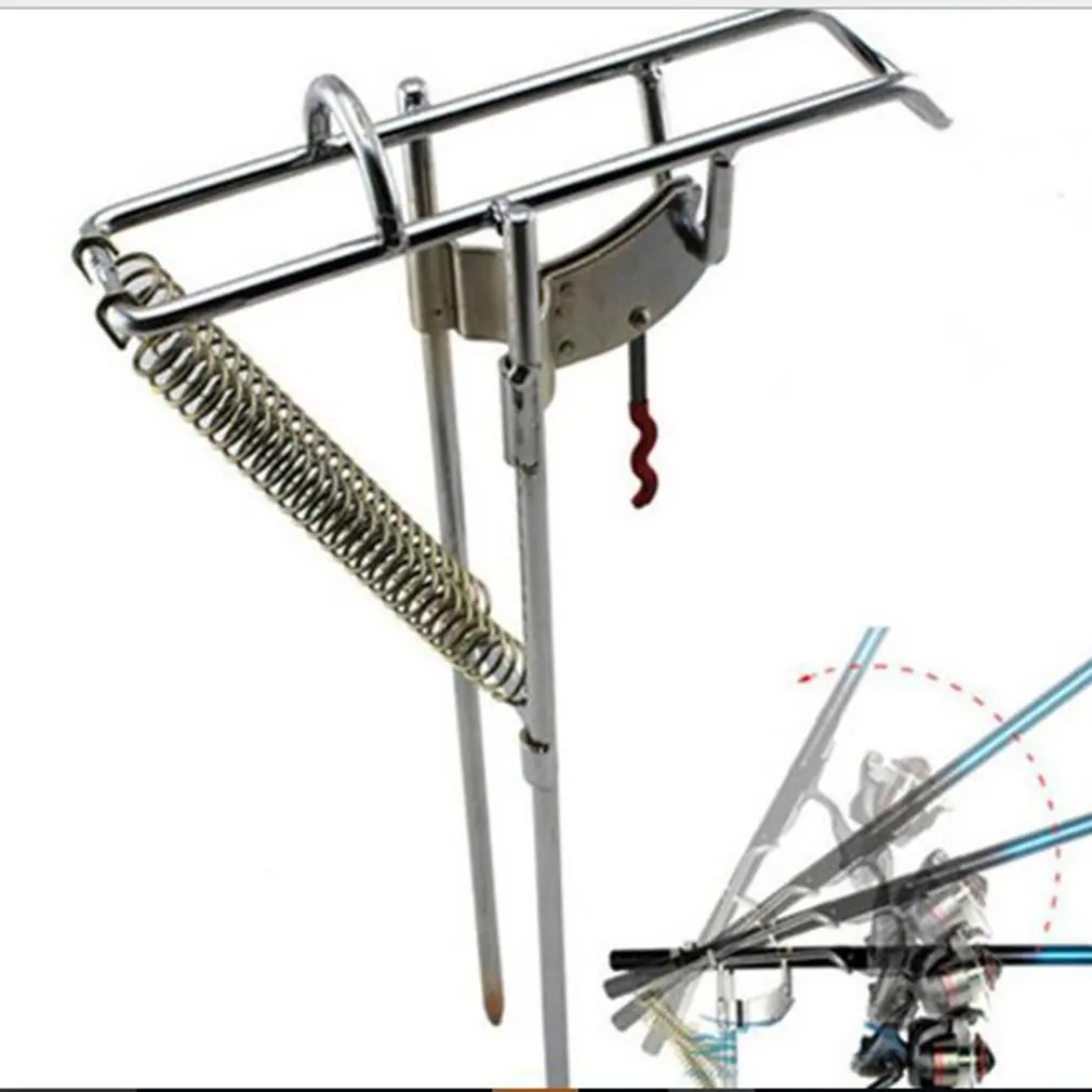 

Automatic Adjustable Tackle Bracket Double Spring Fishing Rod Holder Angle Fish Pole Holding Bracket Outdoor Stainless Steel
