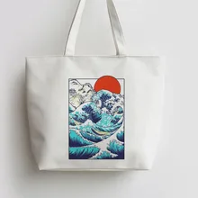 Азиатские приливы& Fujiyama напечатанные& большая волна японские холщовые сумки сумка для покупок с персонажем из мультфильма многоразовая сумка GA808 GA818 GA464