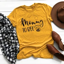 Mujeres mamá a abeja amarillo camiseta Vintage gráfico camisetas divertidas Tops nuevo verano cuello redondo Tumblr Hipster camiseta embarazada regalo camiseta
