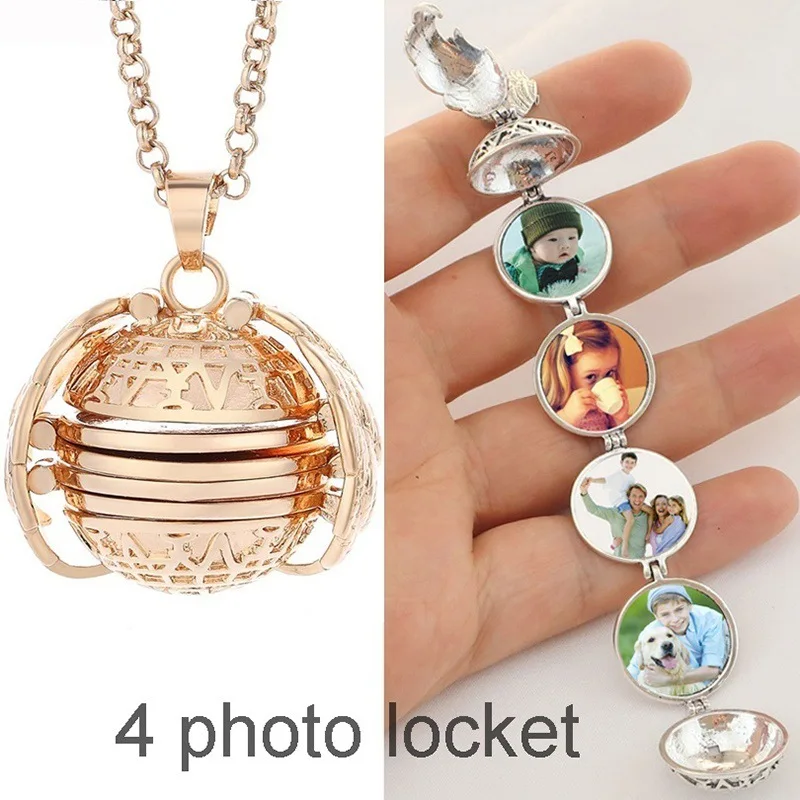

Magic Memory Floating Expanding Photo Locket Pendant Necklaces Plated Angel Wings Flash Box Necklace For Women Girl Jewelry Gift