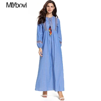 

Mlybovi Lace Muslim Dress Moroccan Kaftan Dubai Fashion Arab Embroidery Short Sleeve Muslim Casual Dress 2019