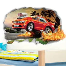 купить! 3D Разбитая Стена Chevrolet Автомобиль Для Мальчиков Спальня Самоклеящиеся Детская Комната Обои Лучший!