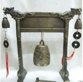 

Copper Brass CHINESE crafts decoration Asian Buddhist OLD TIBET BRASS CARVED DRAGON BELL FIGURINE Singing lucky bell Antique