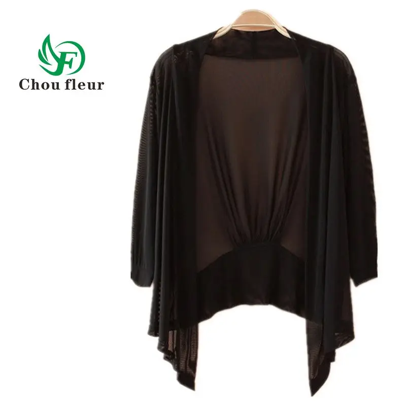 

Chou fleur Cardigan Female Thin Loose Ice Silk Knit Short Summer Air Conditioning Plus Large Size Tops L-4XL