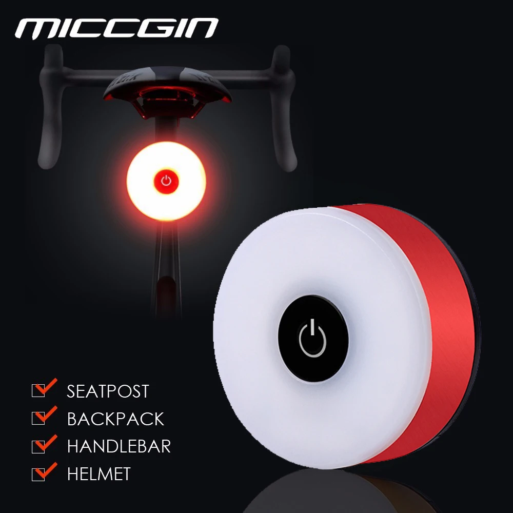 MICCGIN البسيطة LED دراجة الذيل ضوء دراجة ضوء خلفي الخلفي USB قابلة للشحن IPX5 للماء الدراجات التبعي MICCGIN البسيطة LED دراجة الذيل ضوء دراجة ضوء خلفي الخلفي USB قابلة للشحن IPX5 للماء الدراجات التبعي
