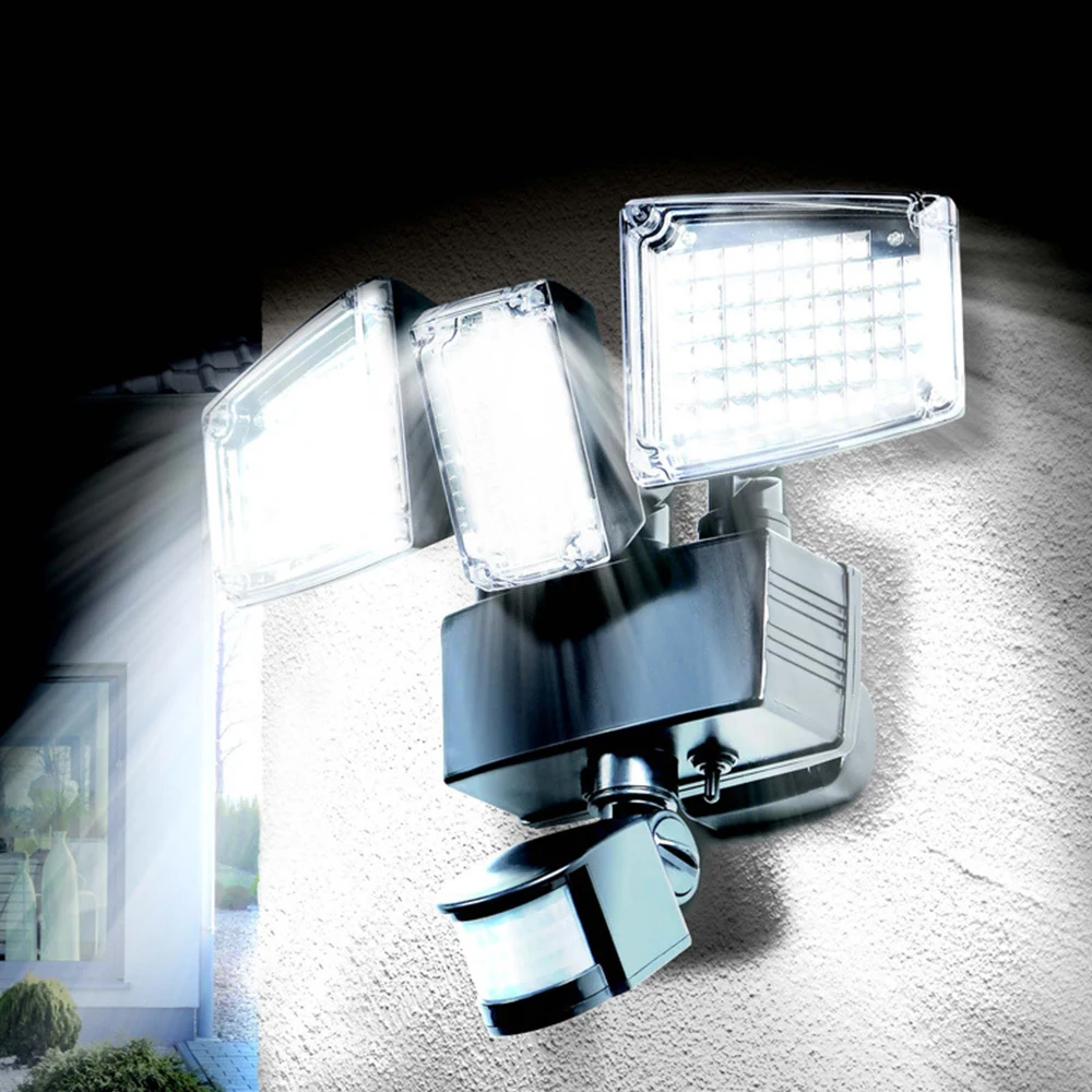 Waterproof 178/188 LED Solar Light Motion Sensor Security Lamp Three Head For Entryways Patio Yard Gardren
