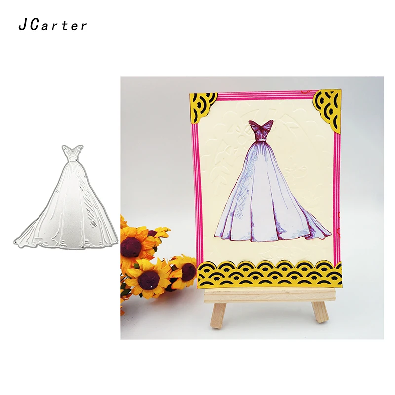 

JC 2019 New Butterfly Wedding Dress Metal Cutting Dies for Scrapbooking DIY Embossing Folder Cards Handmade Album Stencil Crafts
