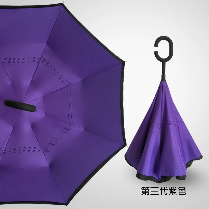 Ветронепроницаемый двухсторонний складной зонт с ручкой для мужчин и женщин, защита от солнца, дождя, автомобиля, перевернутые зонтики, двойной слой, анти-УФ, самоподставка Parapluie