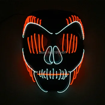 

Led Neon Halloween Terrified Mask Flashing Holiday Lights EL Wire Masquerade Frown Mask For Carnival Birthday Party Decoration