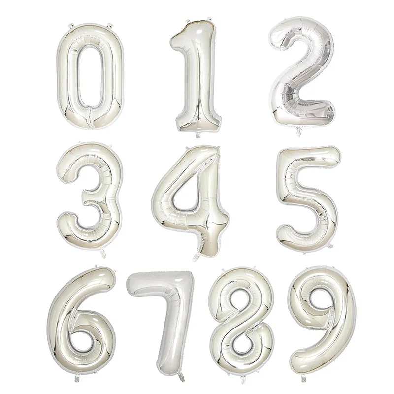 40 дюймов Большие фольгированные шары на день рождения Воздушные гелиевые цифры воздушные шары цифры с днем рождения украшения золотой серебряный черный цифра - Цвет: silver number