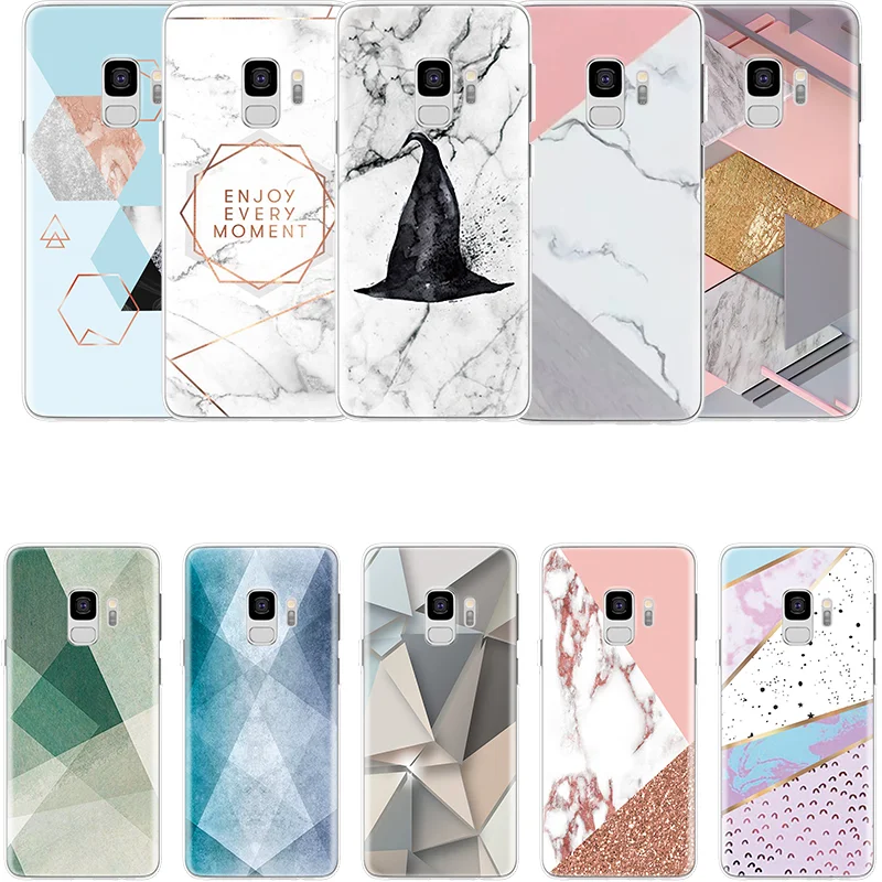 

TPU Geometry Case For Samsung Galaxy A50 A30 A10 A9 A8 A7 A6 A5 Plus 2016 2017 2018 A6s A8s For Galaxy Note 8 4 5 9 Marble Coque