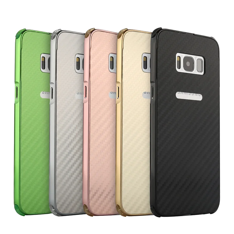 

For Samsung Galaxy S8 S8 Plus Case Aluminum Metal Frame+Carbon Fiber Hard Cover Case for Galaxy S8 Plus Shockproof Phone Shell