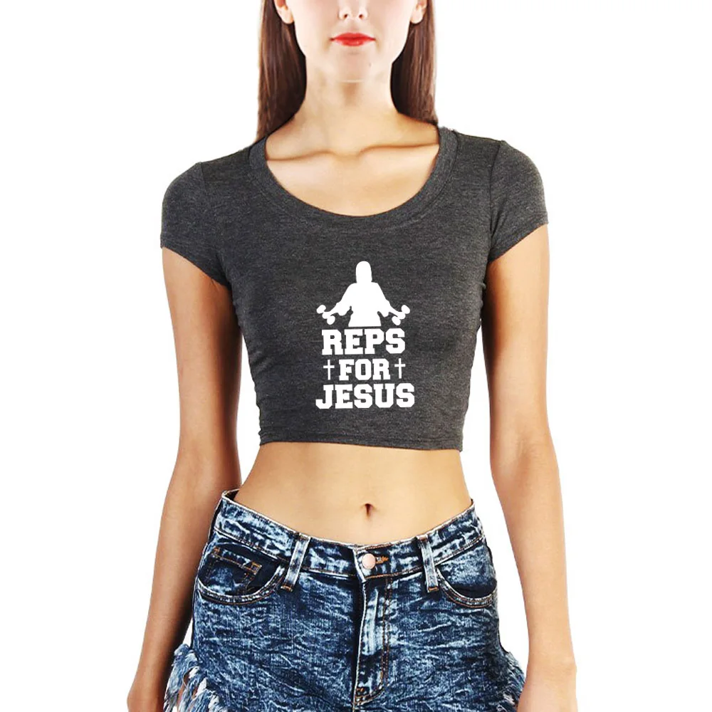 Loo Show Womens Reps For Jesus Workout Crop Tops T Shirts Loo Show Womens Reps For Jesus Workout Crop Tops T Shirts