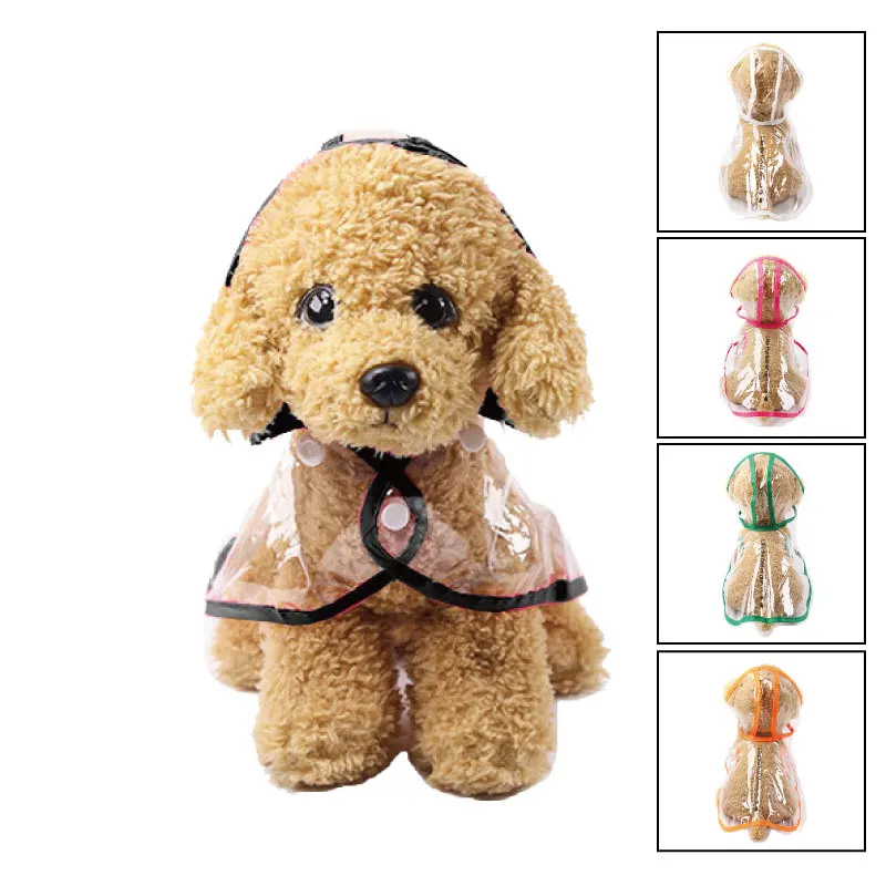 

1PC Fashion Waterproof Transparent PVC light Pet Clothes Dog Puppy Rain Coat Cloak with hood for Dogs Pet Supplies