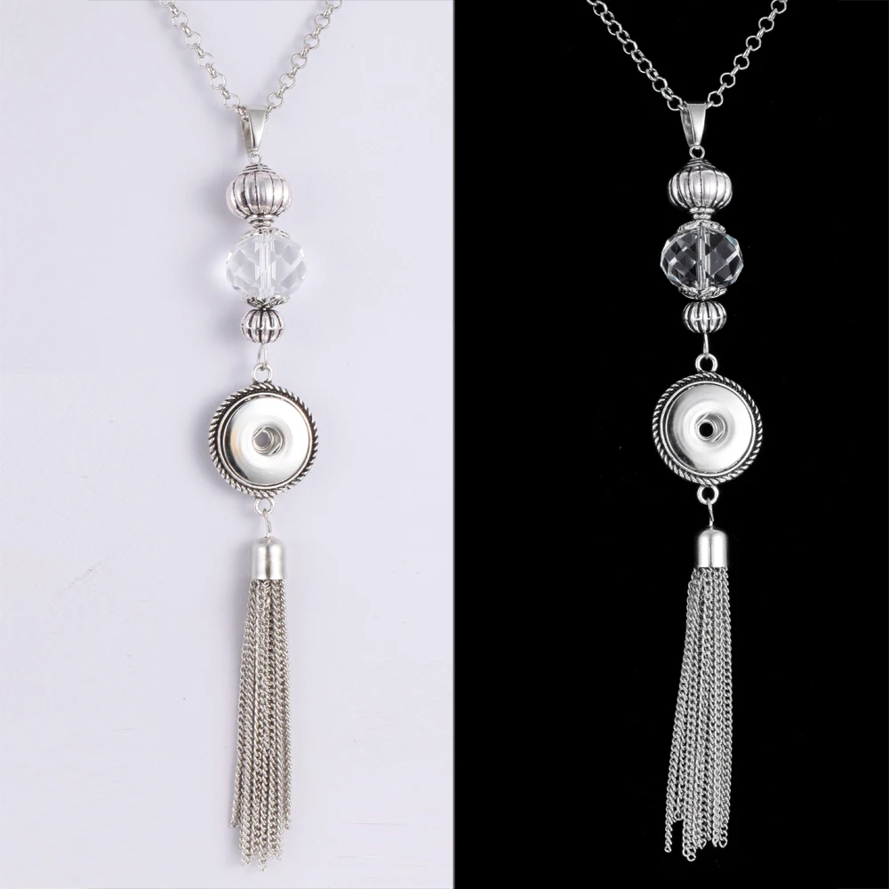 

High Quality Flower Snap Button Neklace Fit DIY 18mm 20mm Snap Buttons Rhinestone Pearl Collar Choker Snap Necklace for Women