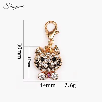 

30*14mm Fashion Gold Color Cat Charms Pendant Crystal Cat Dangle Charms Pendant for Magnetic Glass Locket Jewelry
